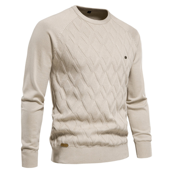 Herren Strickpullover mit strukturierter Rautenmuster-Optik und modischem Rundhalsausschnitt Echoarchiv