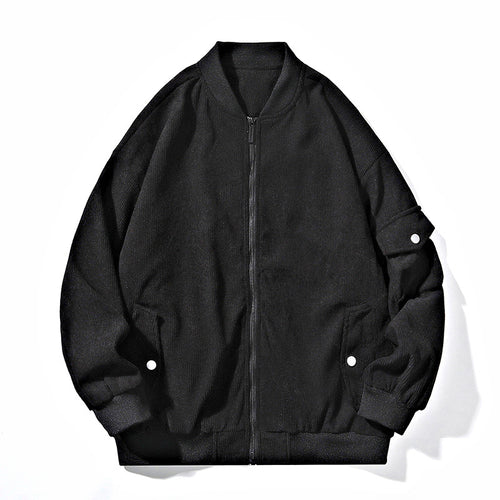 Herren Bomberjacke im Cordstruktur-Look mit Utility-Ärmeltasche, verdecktem Reißverschluss & gerippten Bündchen Echoarchiv
