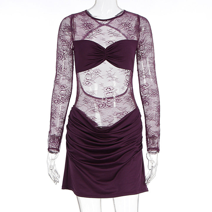 Damen Spitzenkleid mit figurbetontem Schnitt und Rüschendetails Echo Archiv