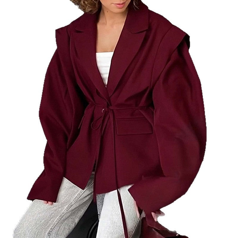 Damen nan taillierter Blazer mit Bindegürtel und Oversize-Ärmeln Echo Archiv