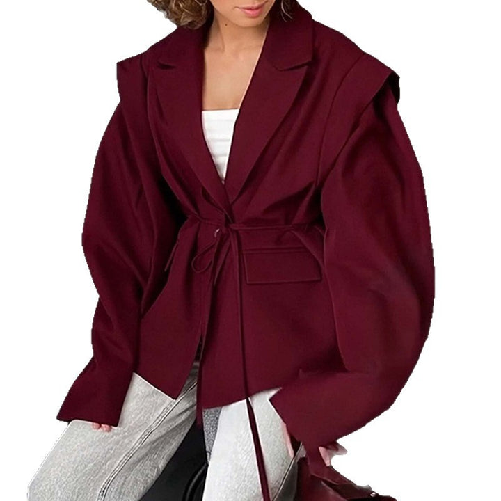 Damen nan taillierter Blazer mit Bindegürtel und Oversize-Ärmeln Echo Archiv