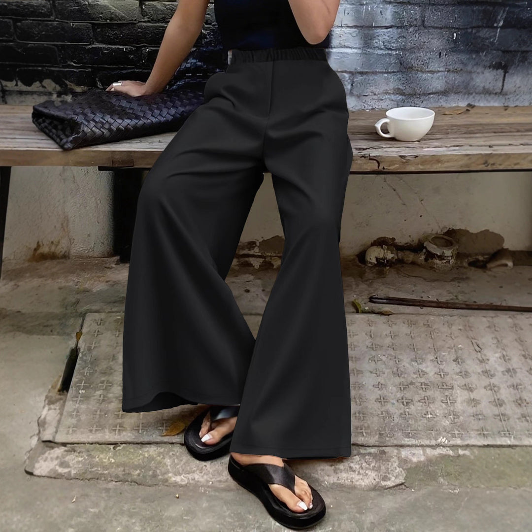 Damen Palazzo‑Hose mit hohem Elastikbund, weitem Bein und Seitentaschen – Avélisse