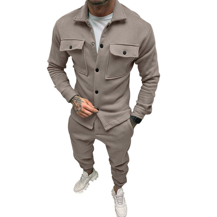 Herren Utility-Overshirt aus French-Terry mit Pattentaschen und Druckknopfverschluss Echoarchiv