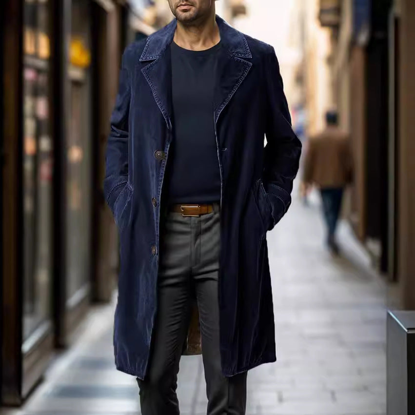 Herren eleganter Trenchcoat aus hochwertigem Gewebe mit praktischen Taschen Echoarchiv