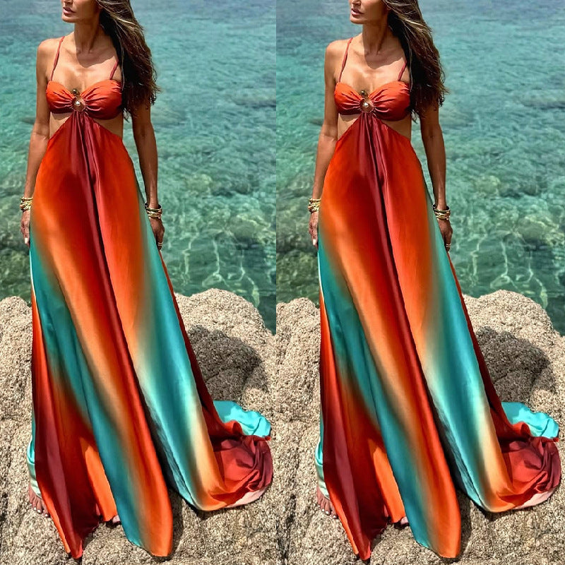 Damen Maxikleid mit verführerischem Wickeldesign und schimmernden Farbverläufen Echo Archiv