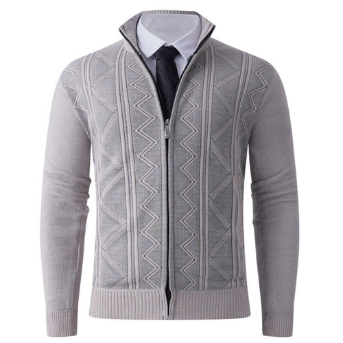 Herren Strickjacke mit modernem Zipper und eleganten Mustern Echoarchiv