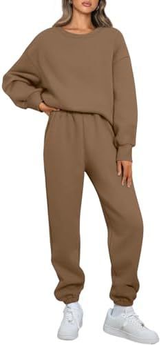 Damen Relaxed-Loungewear-Set mit Oversize Rundhals-Sweatshirt und taillierter High-Waist Jogginghose aus French Terry – Avérine