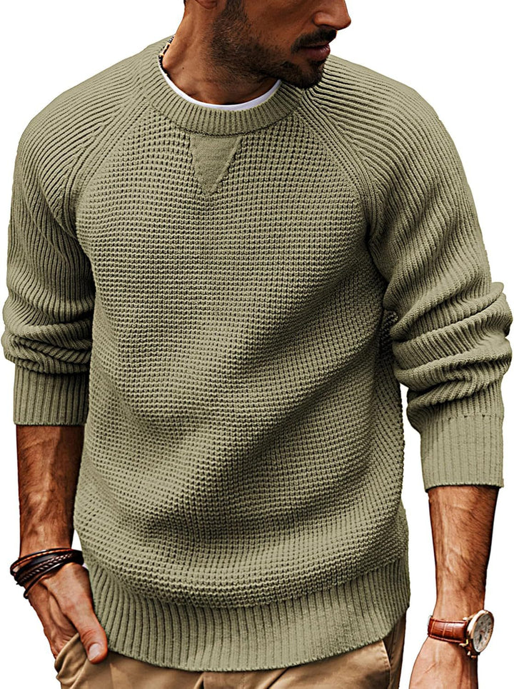 Herren lässiger Strickpullover mit strukturiertem Gewebemuster und Rundhalsausschnitt Echoarchiv