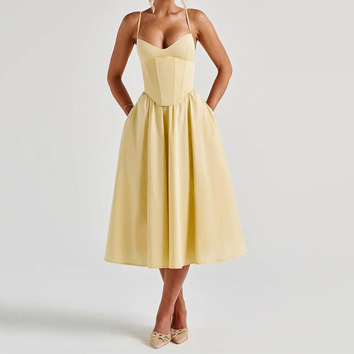 Damen Midikleid mit herzförmigem Ausschnitt und schwingendem Rock Echo Archiv