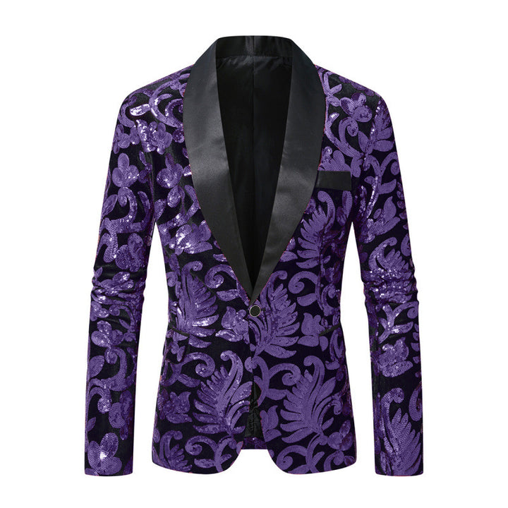 Herren Glamouröser Paillettenblazer mit filigranem floralem Design Echoarchiv