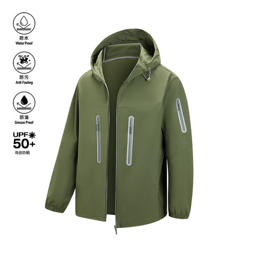 Herren Packbare Technical-Softshelljacke mit Kapuze, getapten Reißverschlüssen und Brusttaschen Echo Archiv