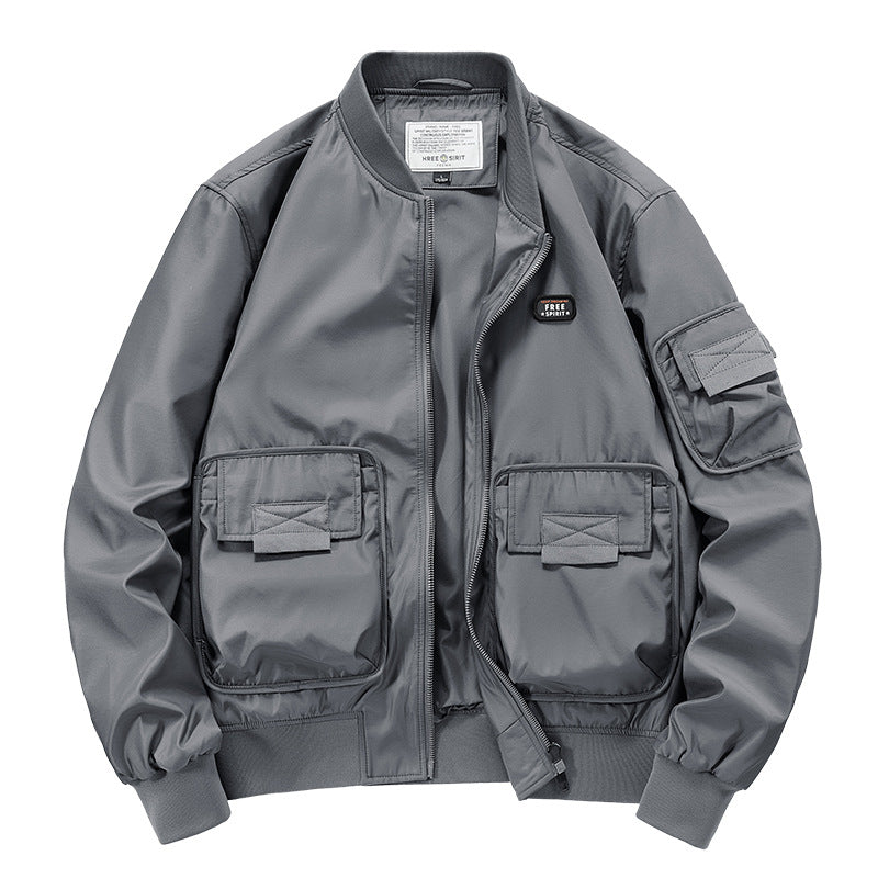 Men's rugged multi-pocket nylon bomber jacket – Brevano