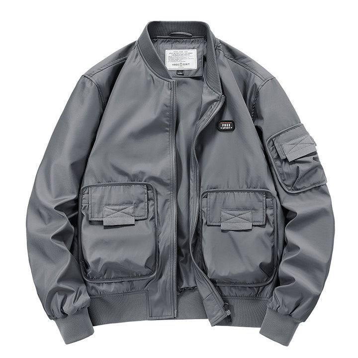 Men's rugged multi-pocket nylon bomber jacket – Brevano