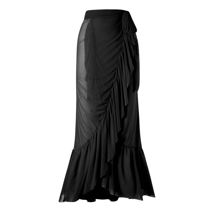 Damen Einteiler Badeanzug mit dekorativen Blumenapplikationen und elegantem Wickelrock Echo Archiv