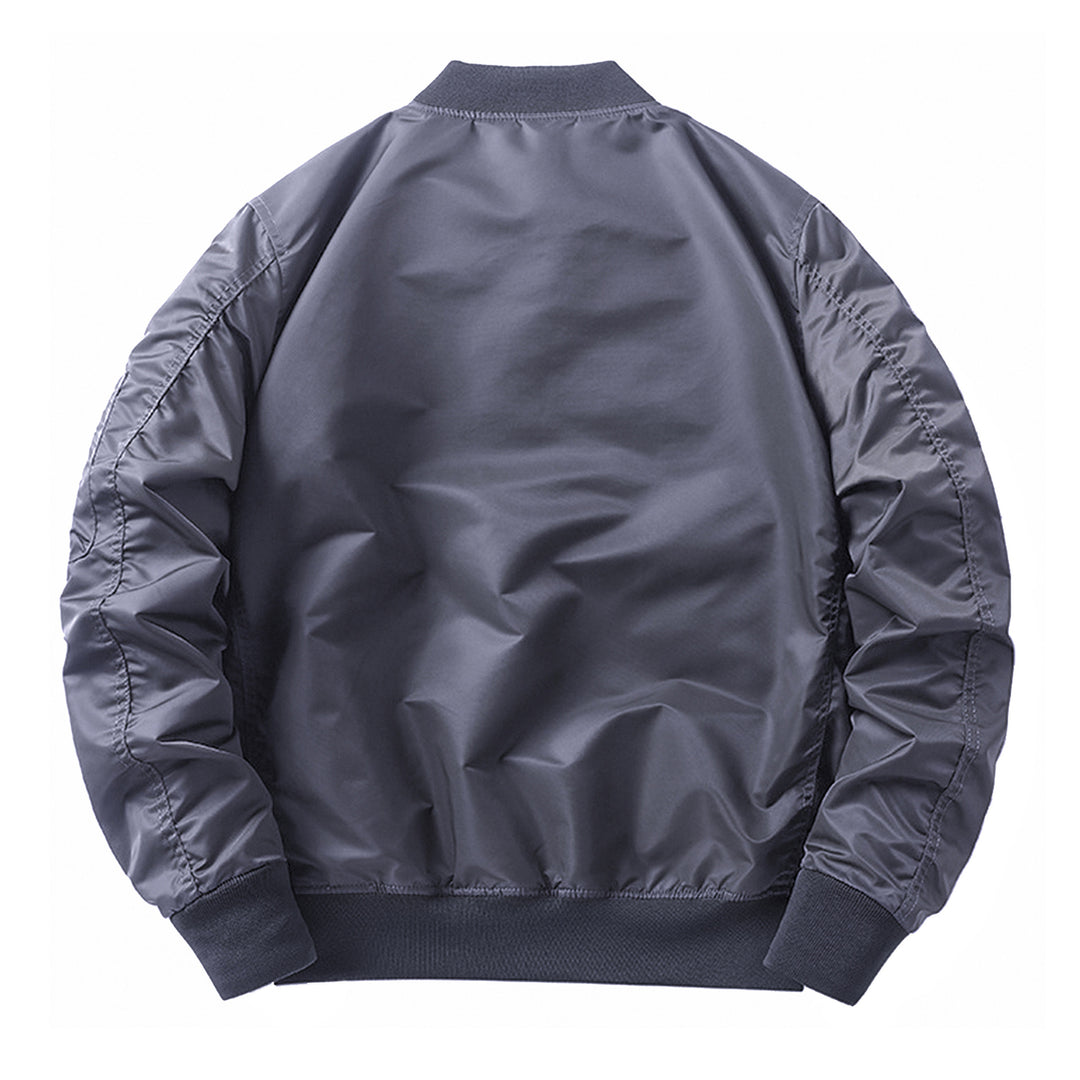 Men's slim nylon bomber jacket with camouflage lining sleeve zip utility tab – Brevano