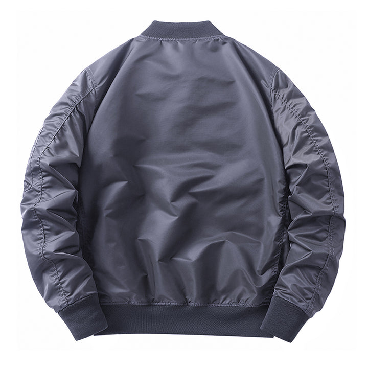 Men's slim nylon bomber jacket with camouflage lining sleeve zip utility tab – Brevano