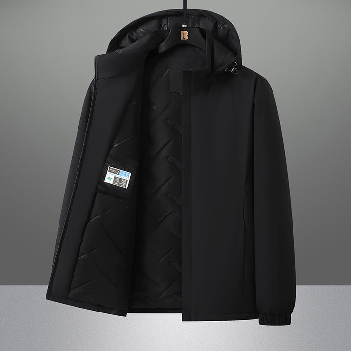 Herren wasserabweisende urbane Softshell-Jacke mit leicht gepolstertem Steppfutter, verstecktem Reißverschluss und elastischen Bündchen – Taviero