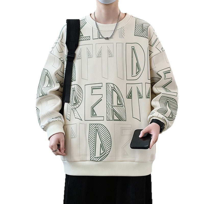 Herren Oversized-Sweatshirt mit großflächigem Lettering-Print und geripptem Saum Echo Archiv