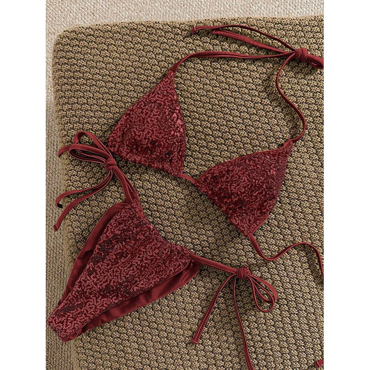 Damen Triangel-Bikini mit schimmerndem Design und verstellbaren Bindebändern Echo Archiv