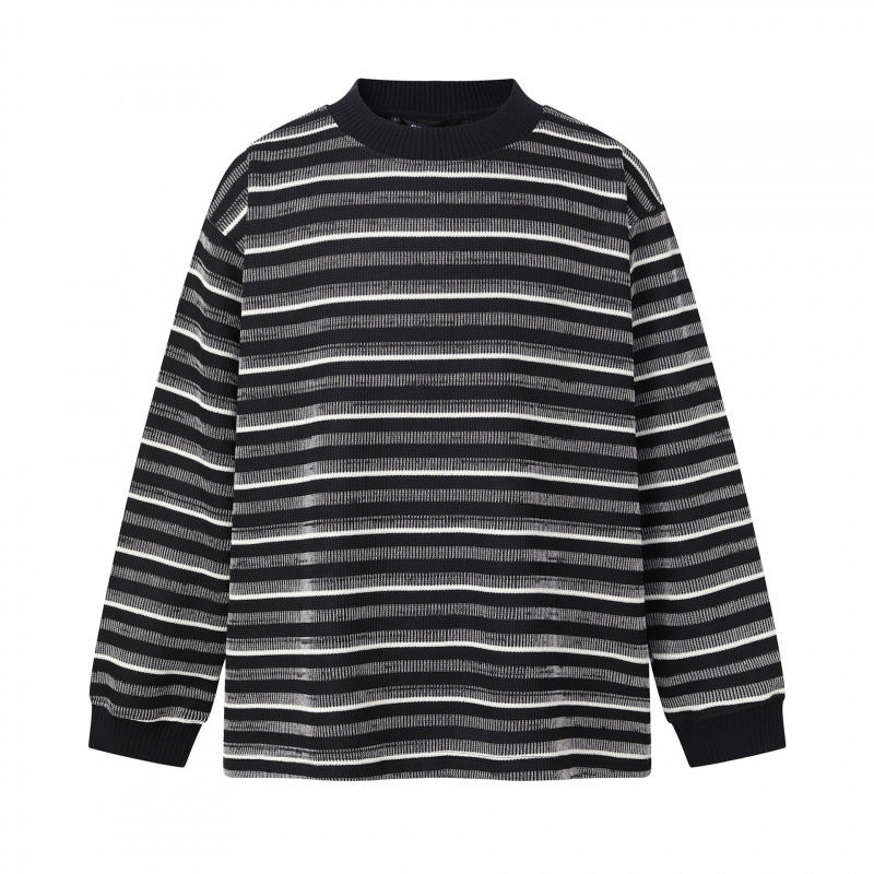 Unisex Feinstrickpullover im Boxy-Schnitt mit Rundhals und maritimen Streifen Echo Archiv