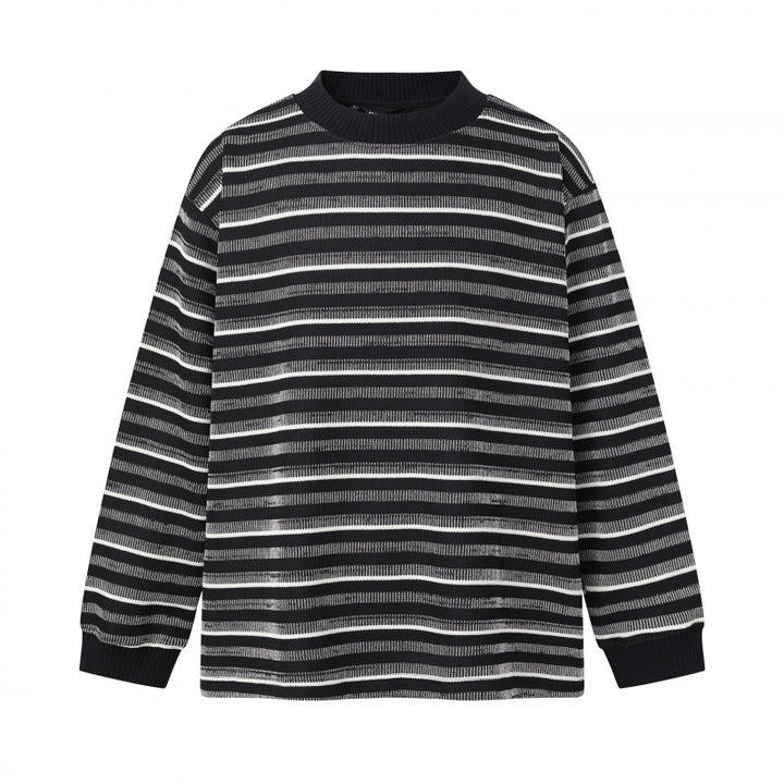 Unisex Feinstrickpullover im Boxy-Schnitt mit Rundhals und maritimen Streifen Echo Archiv