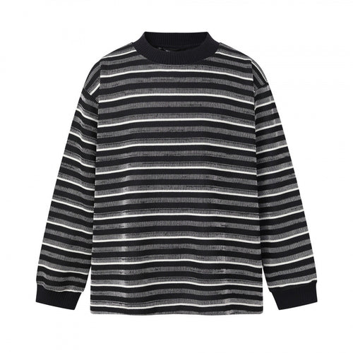 Unisex Feinstrickpullover im Boxy-Schnitt mit Rundhals und maritimen Streifen Echo Archiv