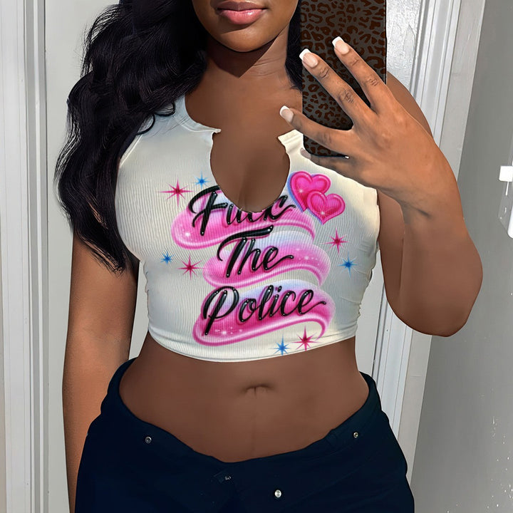 Damen Crop-Top mit auffälligem Schriftzug und lockerer Passform Echo Archiv