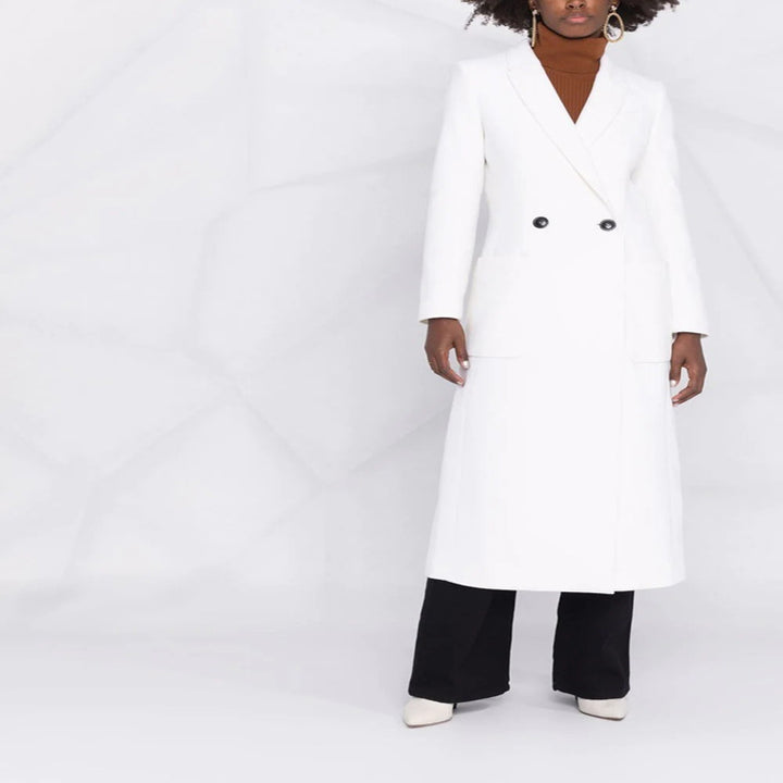 Damen Maxilanger taillierter Wollmix-Mantel im Clean-Tailoring mit betonter Schulter Echoarchiv