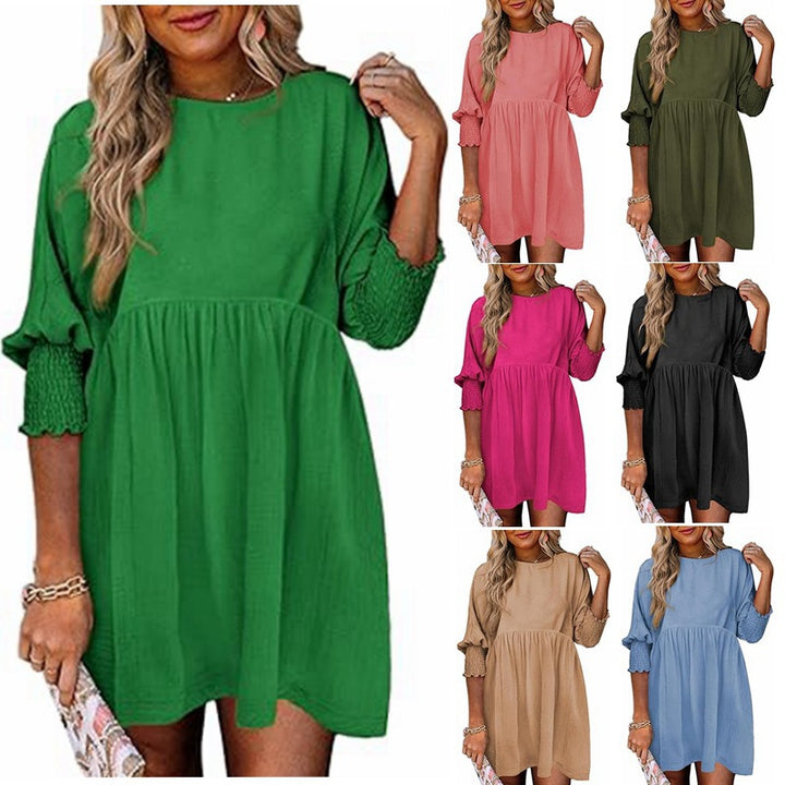 Damen Lockeres Babydoll-Kleid mit Ballonärmeln und geraffter Taille Echo Archiv