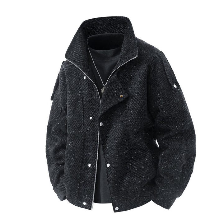 Herren gepolsterte Wollmischung Übergangsjacke im Oversized-Schnitt mit Stehkragen – Taviero