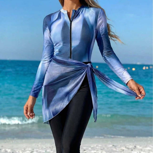 Damen modischer Rashguard mit asymmetrischem Wickeldesign Echo Archiv