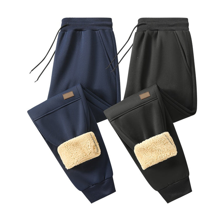 Herren Gefütterte Teddy-Fleece-Jogginghose mit elastischem Kordelbund & konischem Bein Echoarchiv