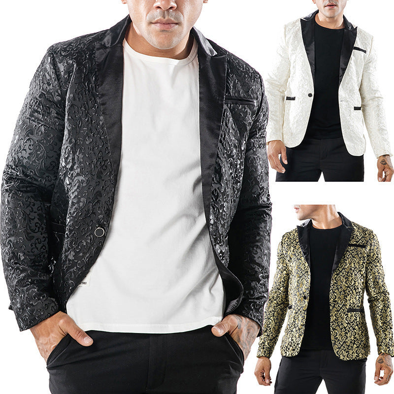 Herren Luxuriöser Smoking-Blazer mit floralem Jacquard-Muster Echoarchiv