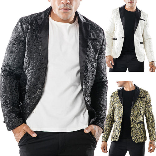 Herren Luxuriöser Smoking-Blazer mit floralem Jacquard-Muster Echoarchiv