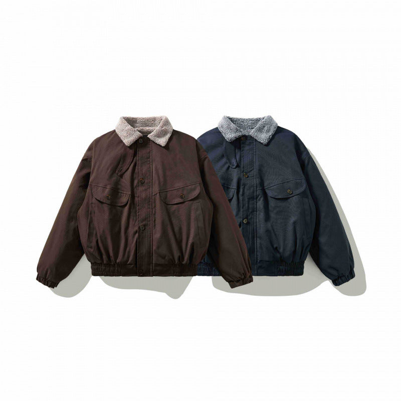 Herren Boxy-Utility-Bomberjacke mit Sherpa-Kragen und verdeckter Druckknopfleiste Echo Archiv
