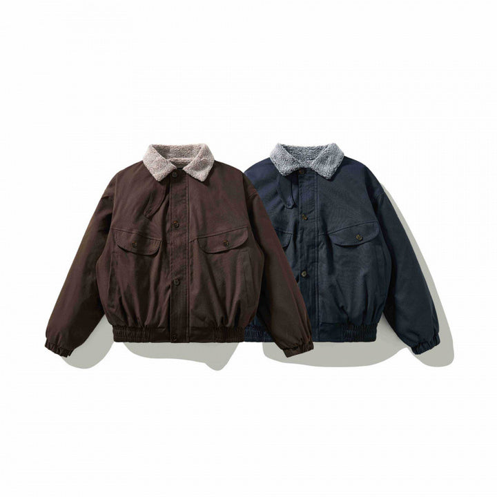 Herren Boxy-Utility-Bomberjacke mit Sherpa-Kragen und verdeckter Druckknopfleiste Echo Archiv