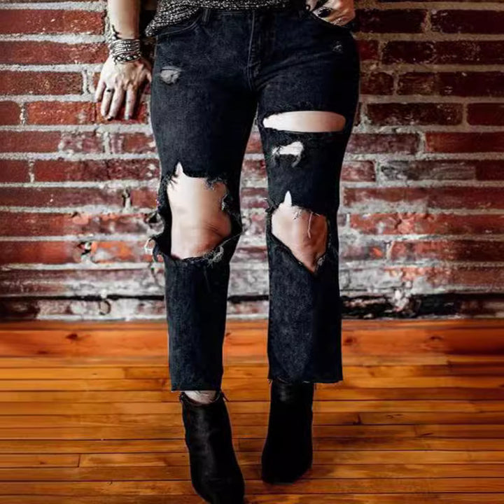Damen Destroyed Jeans mit hoher Taille und lässigem Schnitt Echo Archiv