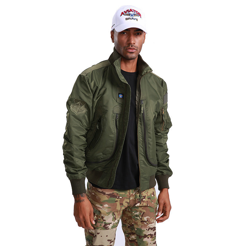 Herren Piloten-Bomberjacke mit Utility-Taschen und geripptem Stehkragen Echo Archiv
