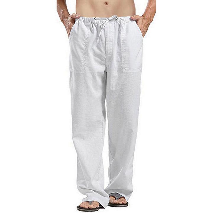 Herren nan lockere Leinenhose mit Tunnelzugbund und geradem Bein Echo Archiv