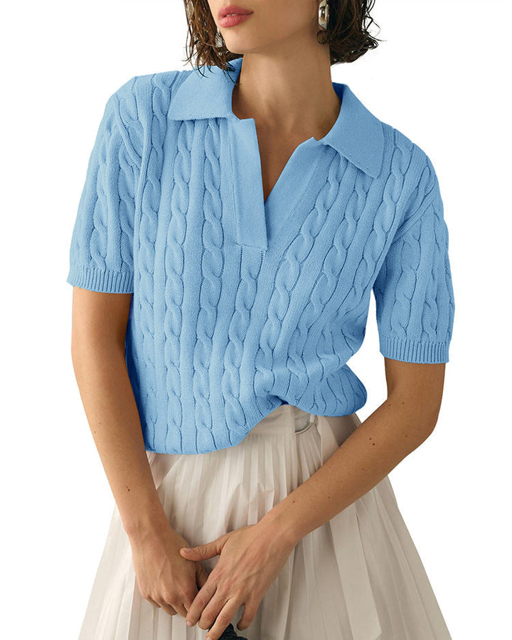 Echoarchiv | Polo-Kragen Twist Strickpullover