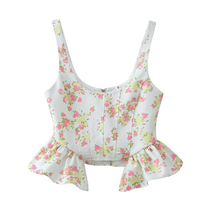 Damen Blumenmuster Crop-Top und Hose Set Echo Archiv