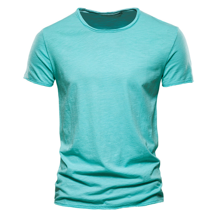 Herren nan leichtes Baumwolljersey Kurzarmshirt mit V-Ausschnitt und schmaler Passform Echo Archiv