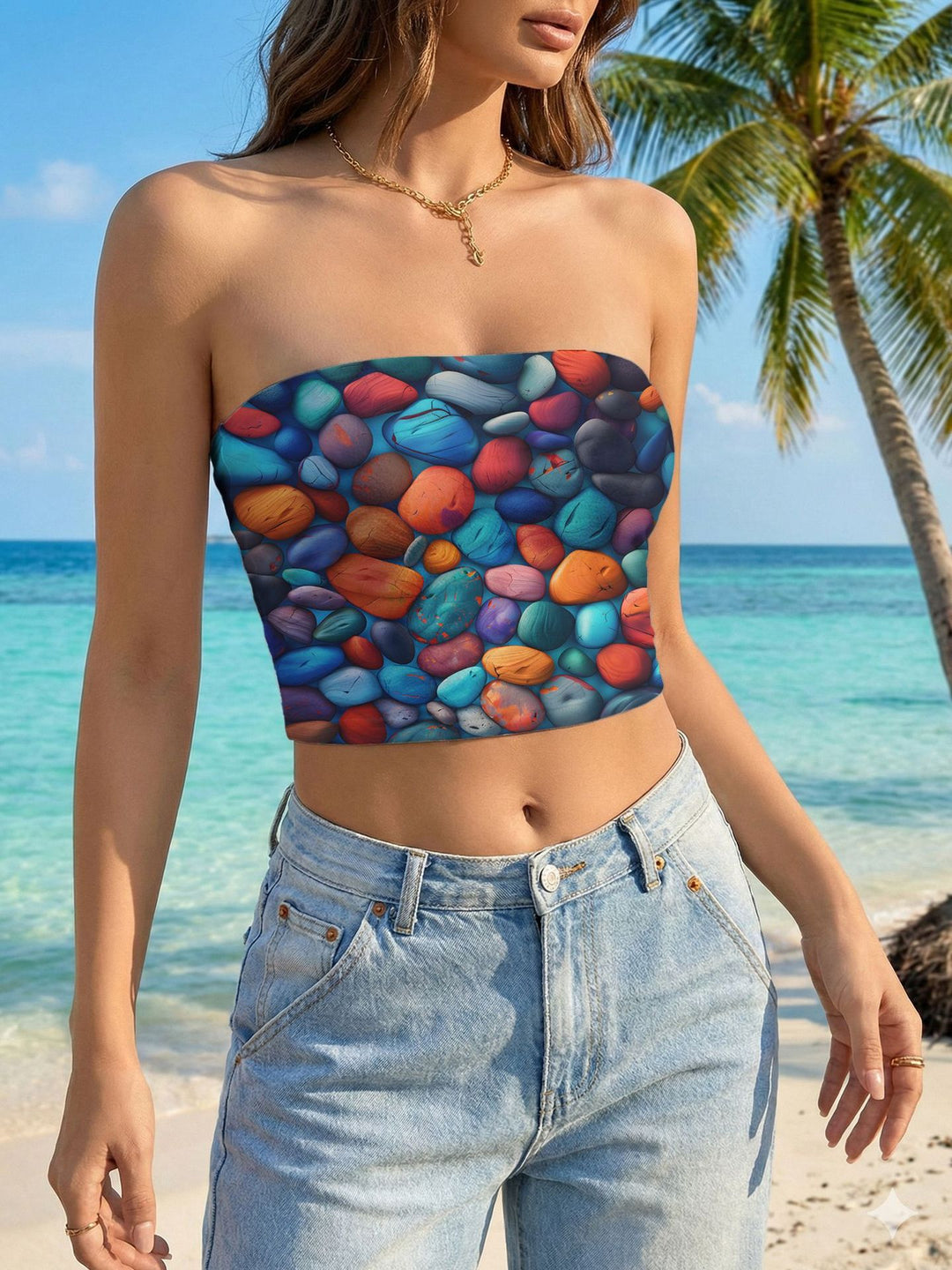 Damen Bandeau-Top mit lebhaftem Blumendesign Echo Archiv