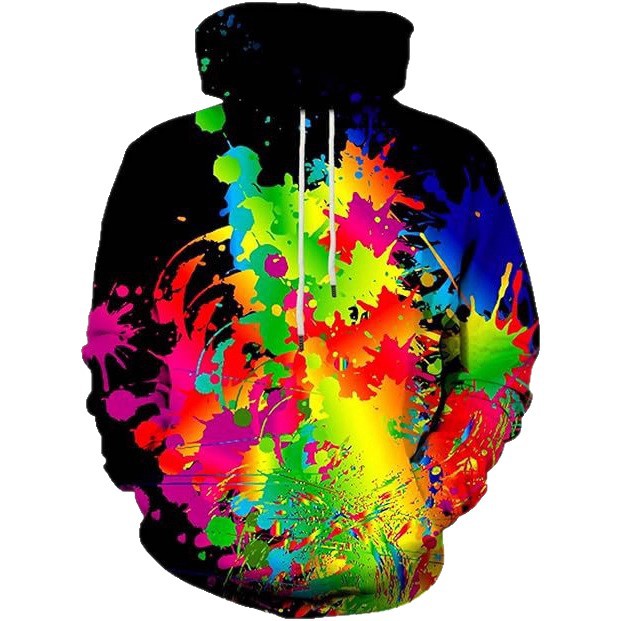 Damen Farbenfroher Hoodie mit kreativen Spritzmotiven Echoarchiv