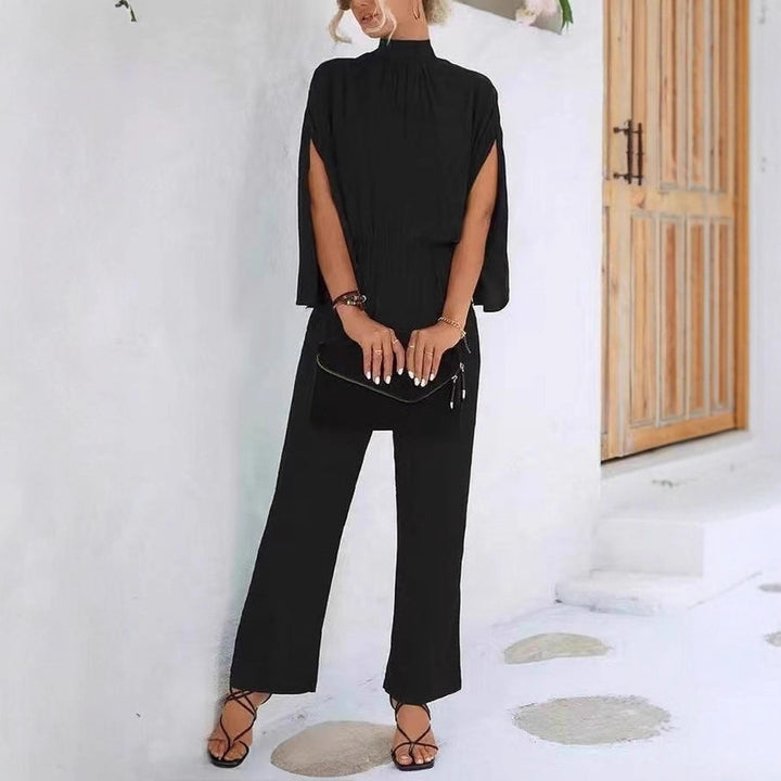 Damen eleganter Jumpsuit mit weitem Bein und Chiffon-Ärmeln Echo Archiv