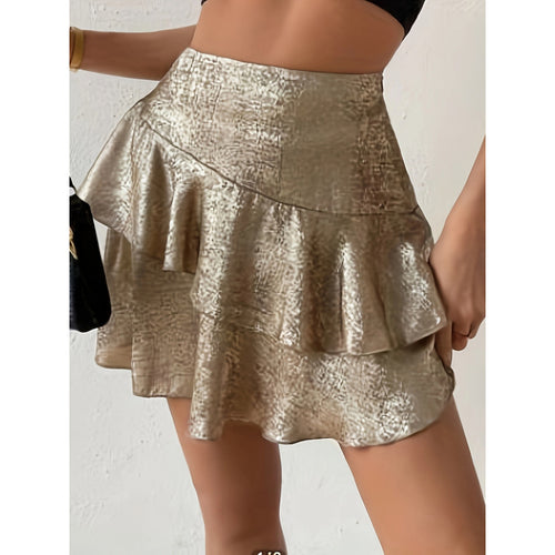 Damen Minirock mit voluminösem Volant und glänzendem Finish Echo Archiv