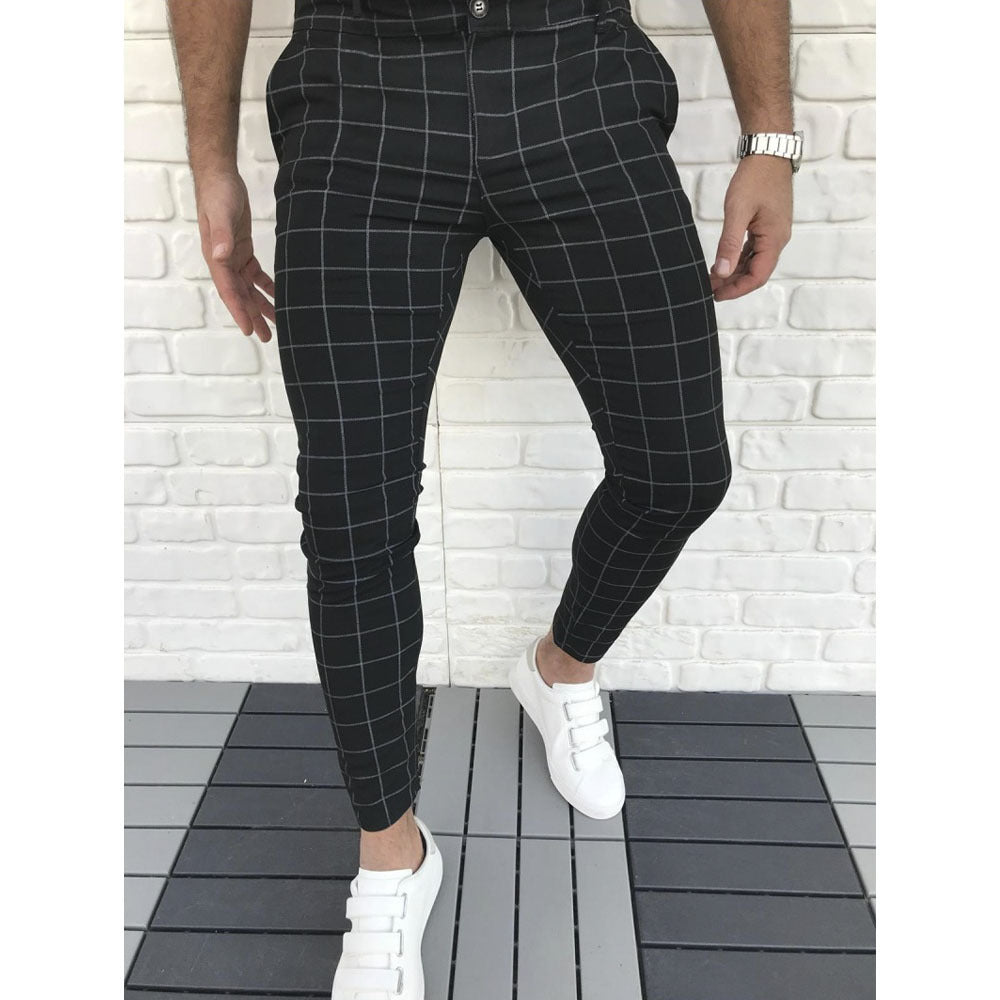Herren Karierte Anzughose im Slim Fit Stil Echoarchiv