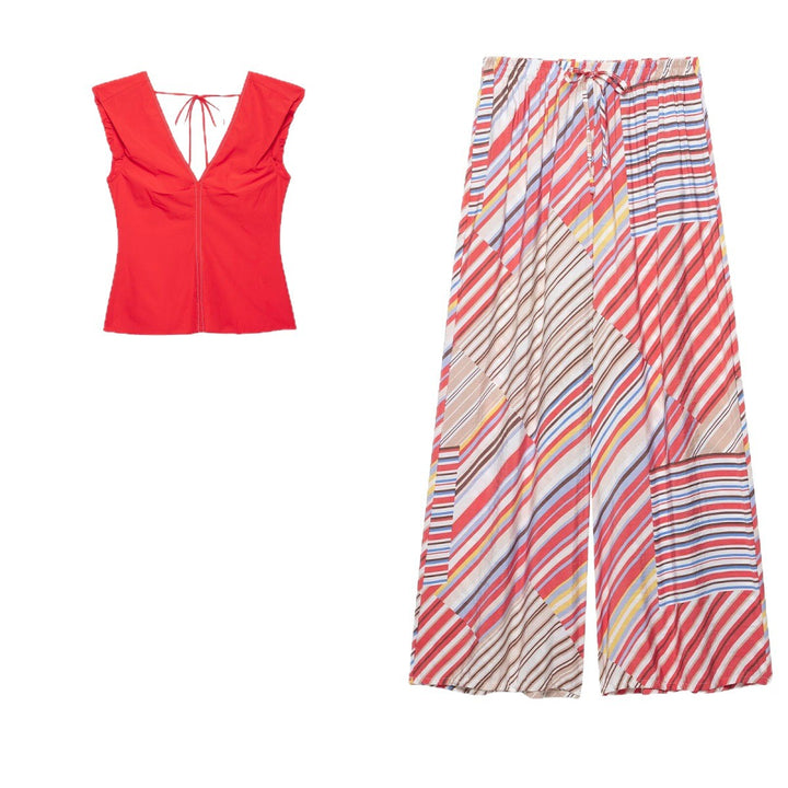 Damen Weite Plissee-Patchwork Palazzo‑Hose mit Tunnelzug Echo Archiv