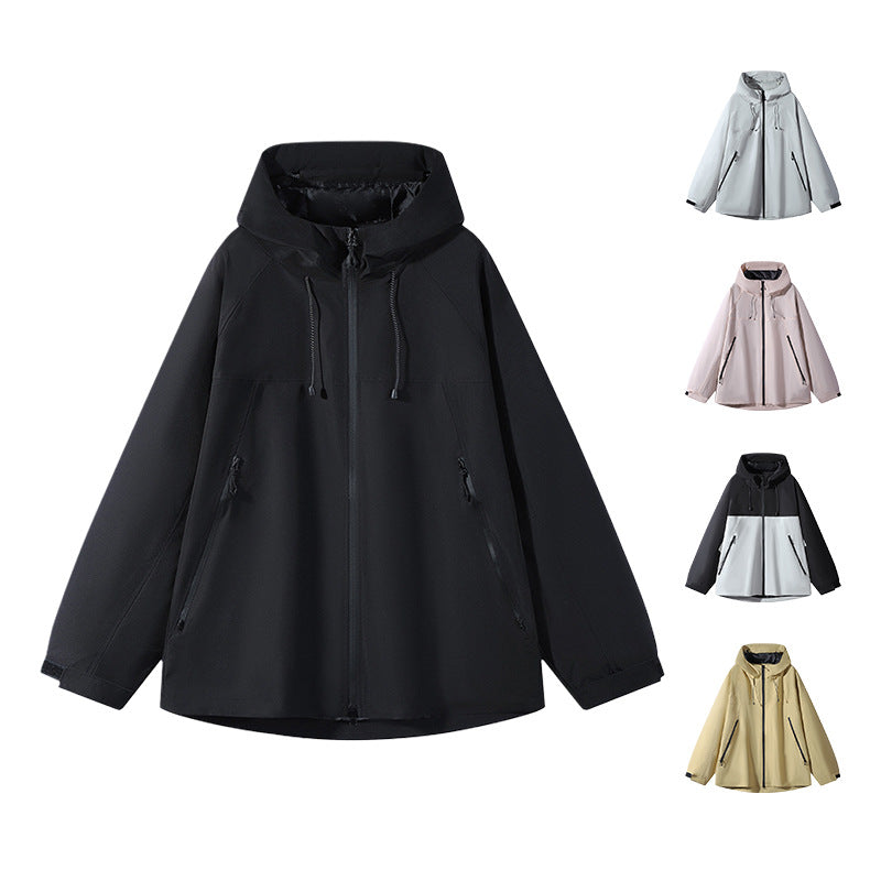 Unisex Wasserabweisende zweifarbige Softshell-Jacke mit Kapuze Echoarchiv