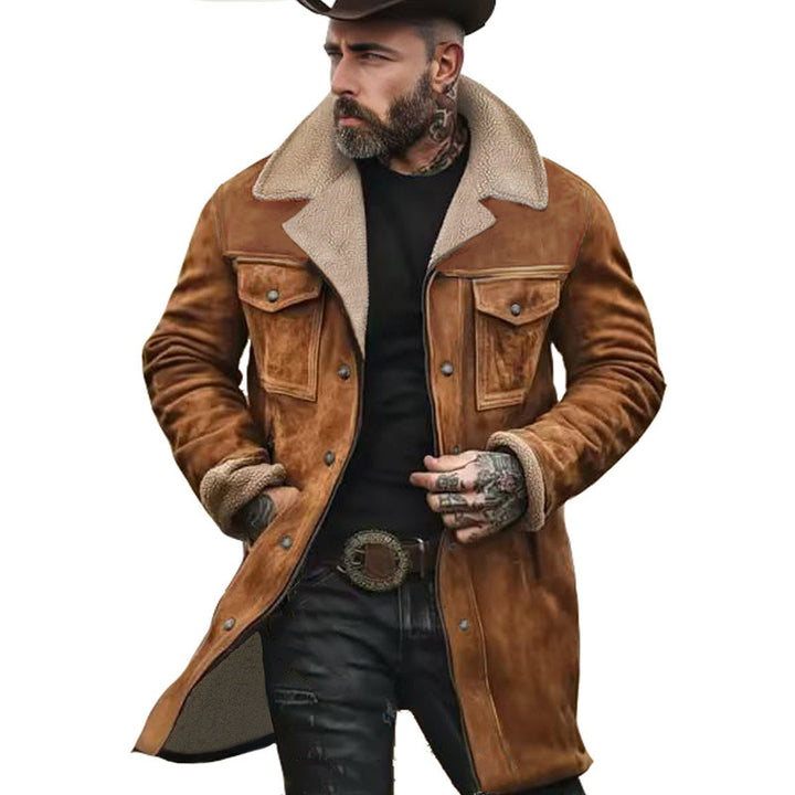 Herren Langer Sherpa-Mantel mit Kunstfellfutter und Wildlederoptik Echo Archiv